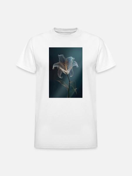 Luminous Lily Wireframe - Heavyweight Unisex T-Shirt by Gildan - white