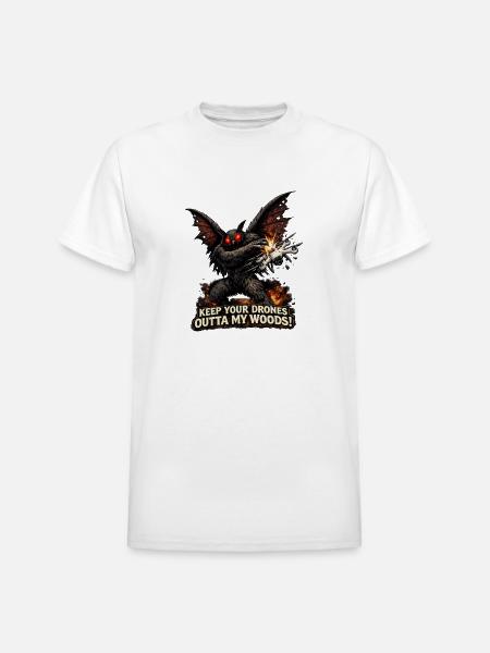 Mothman Drones  - Heavyweight Unisex T-Shirt by Gildan - white