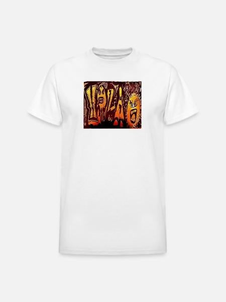 Inferno Graffiti Faces - Heavyweight Unisex T-Shirt by Gildan - white