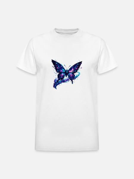 Cosmic Nebula Butterfly - Heavyweight Unisex T-Shirt by Gildan - white