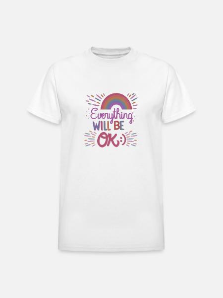 everything will be ok - Heavyweight Unisex T-Shirt by Gildan - white