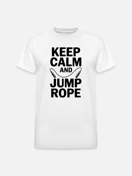 Keep Calm and Jump Rope - Heavyweight Unisex T-Shirt by Gildan - white