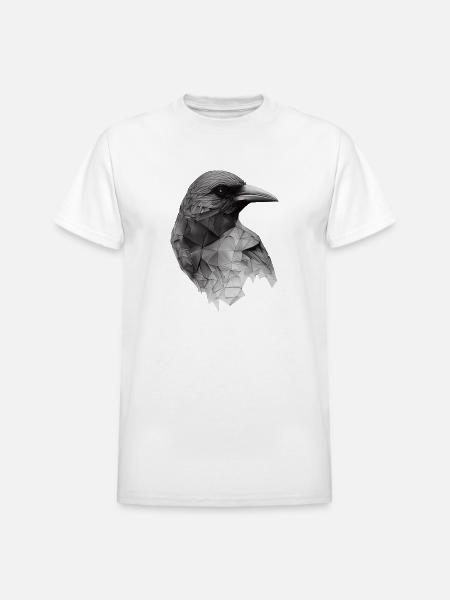 Polygonal Crow - Heavyweight Unisex T-Shirt by Gildan - white