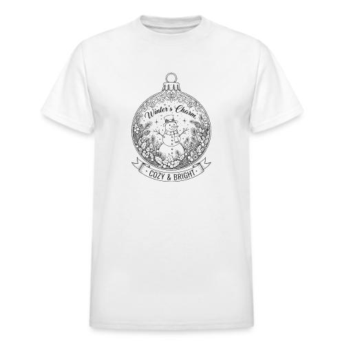 Festive Snowman T-Shirt - Heavyweight Unisex T-Shirt by Gildan