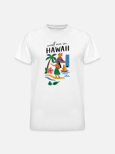 Hawaii Adventure Summer Tee - Heavyweight Unisex T-Shirt by Gildan - white