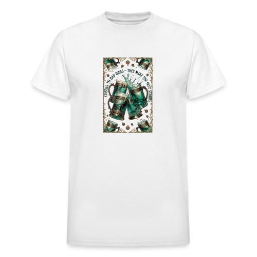 Cheers to Bad Ideas Tankards Graphic Tee - Heavyweight Unisex T-Shirt by Gildan