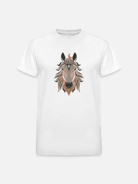Horse Design - Heavyweight Unisex T-Shirt by Gildan - white