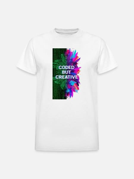 Coded But Creative - Heavyweight Unisex T-Shirt by Gildan - white