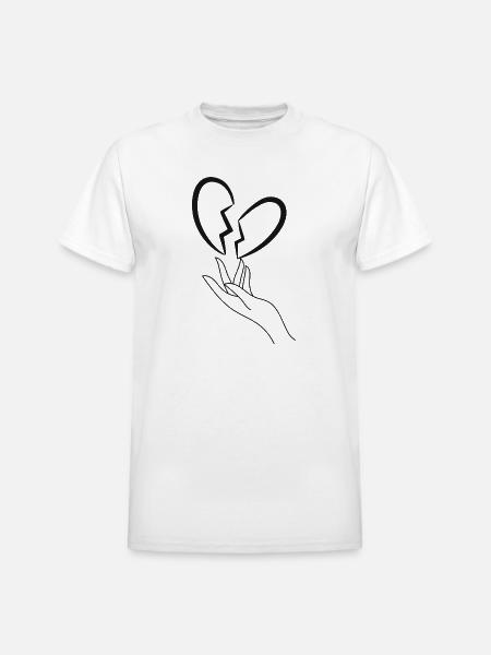 Broken Heart - Heavyweight Unisex T-Shirt by Gildan - white