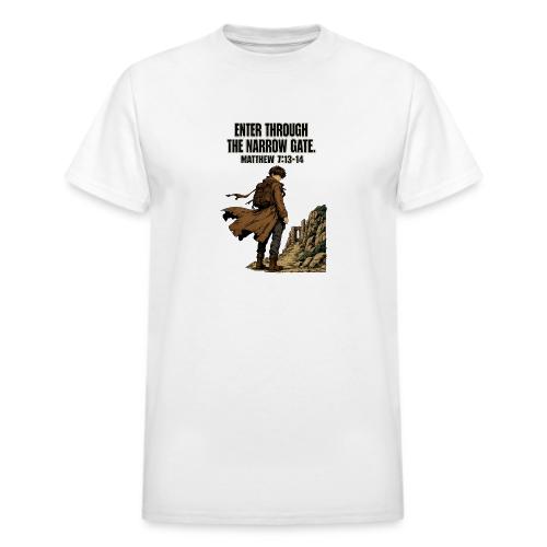 Enter Through the Narrow Gate | Matthew 7:13-14 - Heavyweight Unisex T-Shirt by Gildan