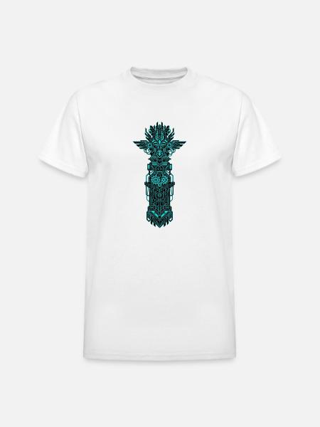 Neon Circuit Totem - Heavyweight Unisex T-Shirt by Gildan - white