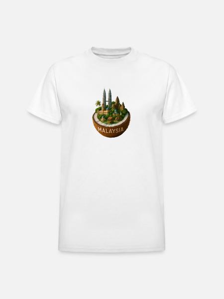 Malaysia Coconut Cityscape - Heavyweight Unisex T-Shirt by Gildan - white