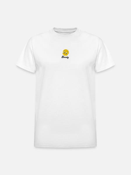Looney Tunes Tweety Embroidery - Heavyweight Unisex T-Shirt by Gildan - white