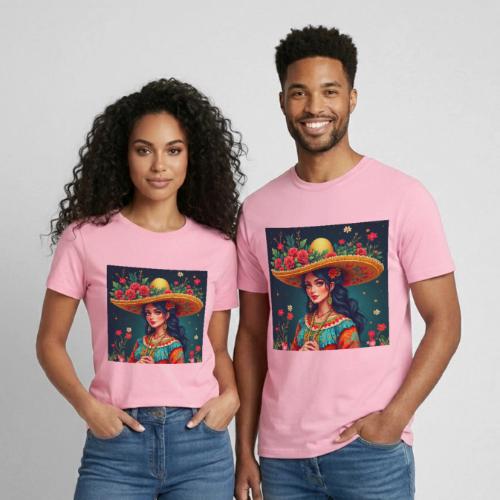 Mexican Design, Regional Mexican Charro Woman - Heavyweight Unisex T-Shirt by Gildan