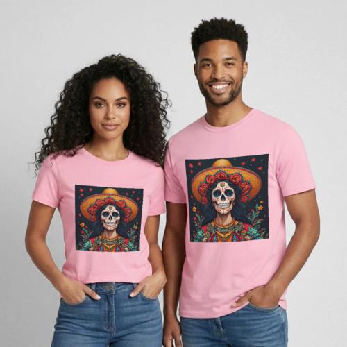 Charra Skull Art | Traditional Mexican Design - Heavyweight Unisex T-Shirt by Gildan