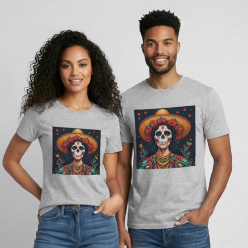 Charra Skull Art | Traditional Mexican Design - Heavyweight Unisex T-Shirt by Gildan