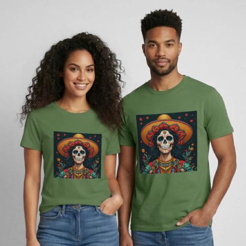 Charra Skull Art | Traditional Mexican Design - Heavyweight Unisex T-Shirt by Gildan