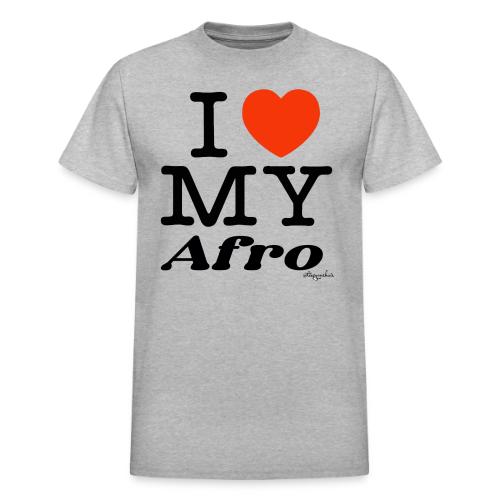 I LOVE MY AFRO (black text design) - Heavyweight Unisex T-Shirt by Gildan