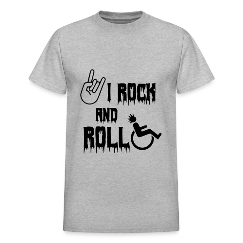 I rock and roll in my wheelchair. Roller, music * - Gildan Ultra Cotton Adult T-Shirt
