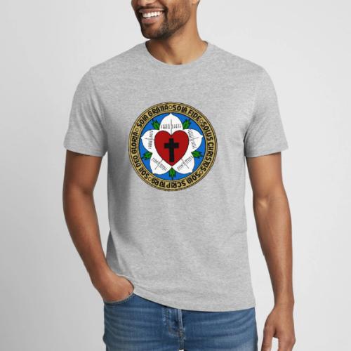 Luther Rose Five Solas Shirt–Christian Reformation - Heavyweight Unisex T-Shirt by Gildan