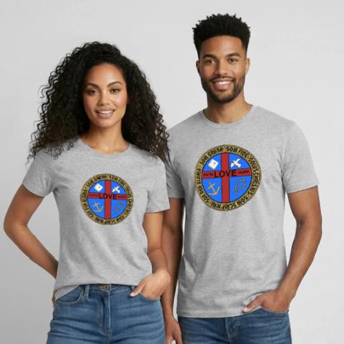 Five Solas Faith Hope Love Shirt–Christian Symbols - Heavyweight Unisex T-Shirt by Gildan
