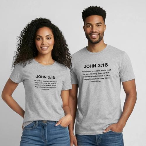 John 3:16 Christian Apparel – Bible Verse Clothing - Heavyweight Unisex T-Shirt by Gildan
