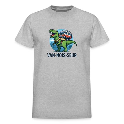 Green Dino Camper Van Design - Heavyweight Unisex T-Shirt by Gildan