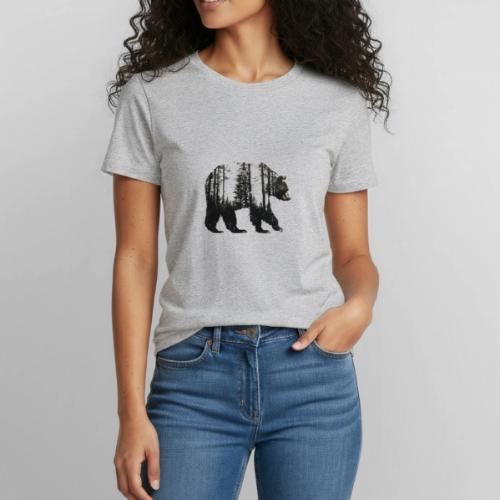 Evergreen Bear Silhouette - Heavyweight Unisex T-Shirt by Gildan