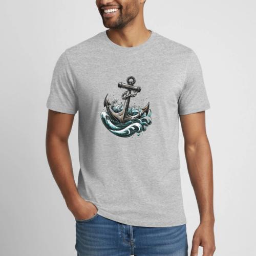 Nautical Retro Ship Anchor - Heavyweight Unisex T-Shirt by Gildan