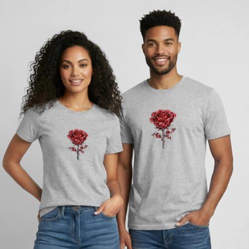 2 Set - Silver and Gold Roses - Heavyweight Unisex T-Shirt by Gildan