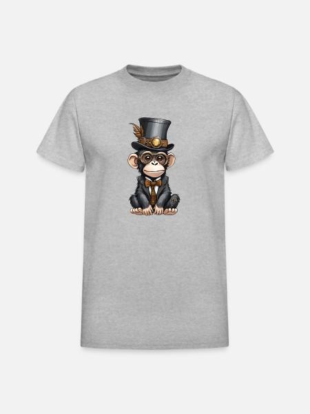 Well-dressed chimpanzee - Heavyweight Unisex T-Shirt by Gildan - heather gray