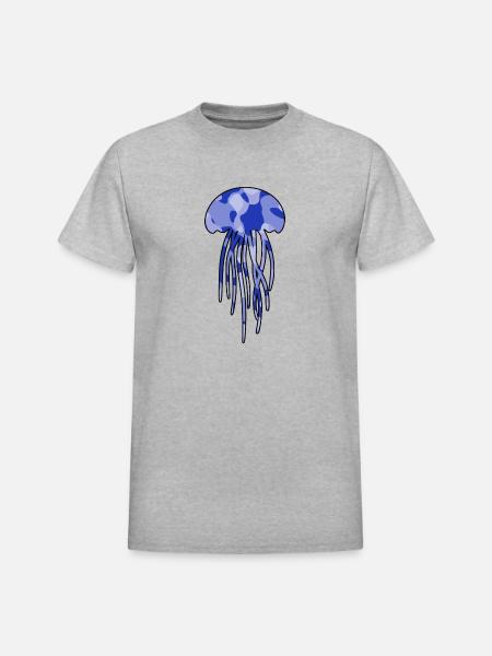 Jellyfish blue camo - Heavyweight Unisex T-Shirt by Gildan - heather gray