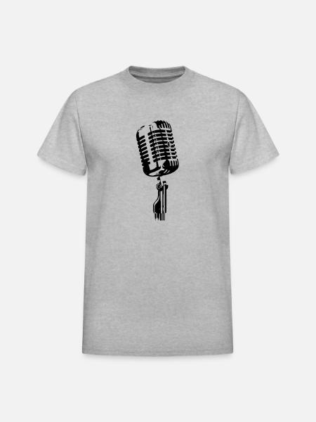 microphone - Heavyweight Unisex T-Shirt by Gildan - heather gray