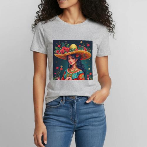Mexican Design, Regional Mexican Charro Woman - Heavyweight Unisex T-Shirt by Gildan