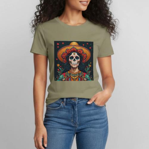 Charra Skull Art | Traditional Mexican Design - Heavyweight Unisex T-Shirt by Gildan