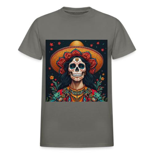 Charra Skull Art | Traditional Mexican Design - Heavyweight Unisex T-Shirt by Gildan