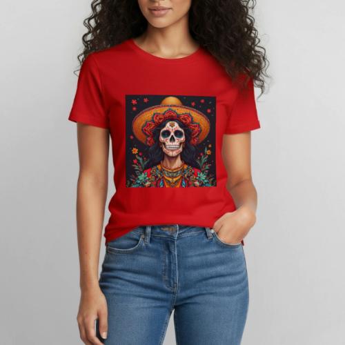 Charra Skull Art | Traditional Mexican Design - Heavyweight Unisex T-Shirt by Gildan
