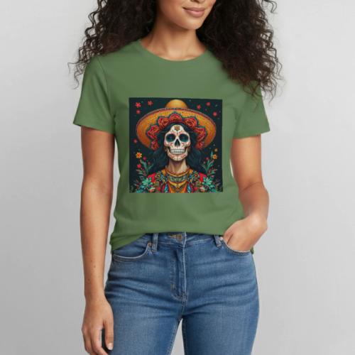 Charra Skull Art | Traditional Mexican Design - Heavyweight Unisex T-Shirt by Gildan