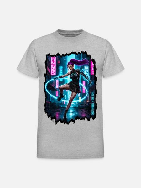 Cyberpunk Aesthetic — Phantom Protocol - Heavyweight Unisex T-Shirt by Gildan - heather gray