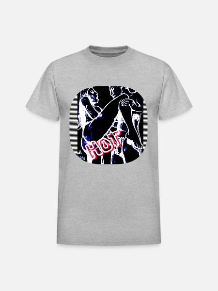 Hot (Picture) !!! - Heavyweight Unisex T-Shirt by Gildan - heather gray