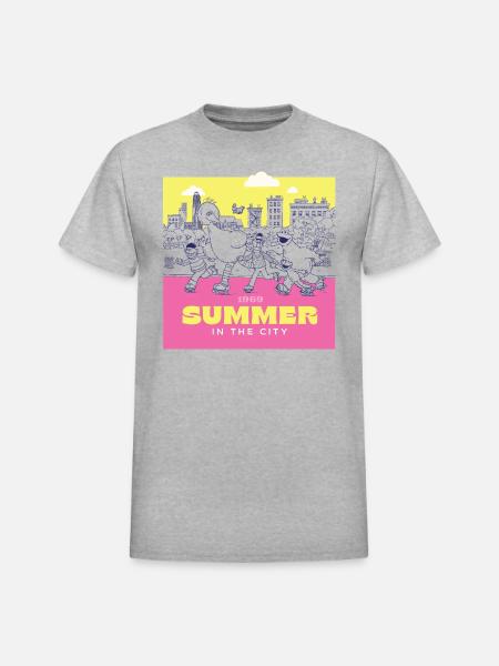 Sesame Street Design 1969 Summer In The City - Heavyweight Unisex T-Shirt by Gildan - heather gray