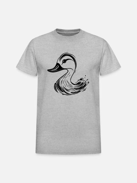 Cute Tattoo Style Duck - Heavyweight Unisex T-Shirt by Gildan - heather gray
