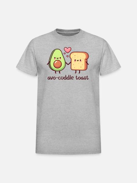 avo-cuddle toast - Heavyweight Unisex T-Shirt by Gildan - heather gray