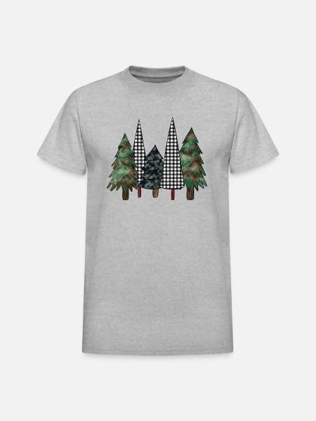 Camo Christmas Tree - Heavyweight Unisex T-Shirt by Gildan - heather gray