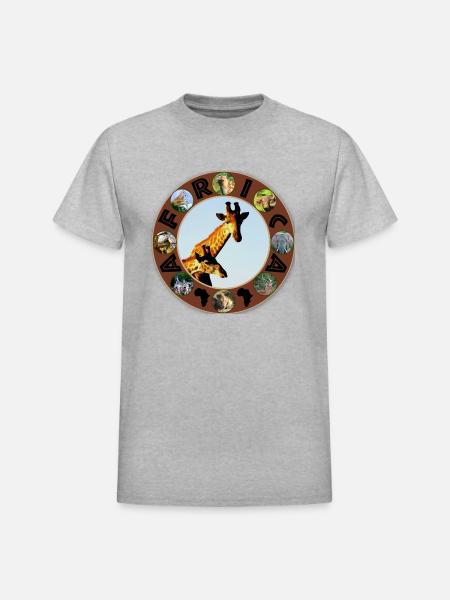 blue sky giraffe africa circle - Heavyweight Unisex T-Shirt by Gildan - heather gray