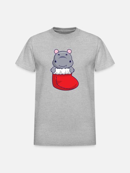 Sock in Hippo - Heavyweight Unisex T-Shirt by Gildan - heather gray