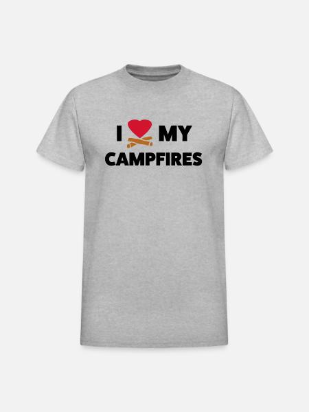 Campfire Love - Heavyweight Unisex T-Shirt by Gildan - heather gray