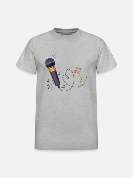 Microphone Music - Heavyweight Unisex T-Shirt by Gildan - heather gray