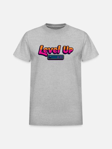 Level Up - Heavyweight Unisex T-Shirt by Gildan - heather gray