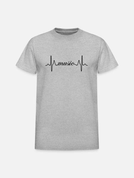 Music ECG heartbeat - Heavyweight Unisex T-Shirt by Gildan - heather gray